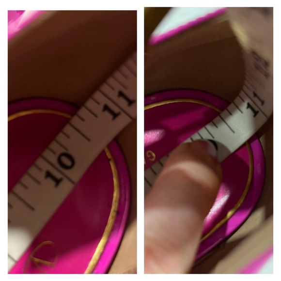 VALENTINO GARAVANI Tan-Go 155 Hot Pink Patent Platform Pumps 39 Logo New FLAW - Picture 14 of 14